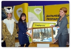 Visitors to the Russian Geographical Society Festival choose name for leopard