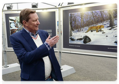 Sergei Ivanov at a photo exhibition on leopards and tigers in Sochi