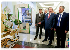 Sergei Ivanov at the opening of the Environmental Treasures exhibition. State Duma Photo Service, Anna Isakova
