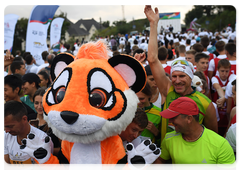 Participants in a charity run in support of Amur tigers and Far Eastern leopards as part of the Eastern Economic Forum in Vladivostok. RIA Novosti