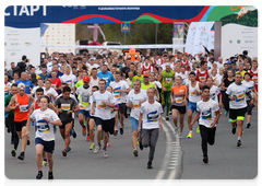 Participants in a charity run in support of Amur tigers and Far Eastern leopards as part of the Eastern Economic Forum in Vladivostok. RIA Novosti