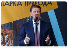 Deputy Prime Minister Alexei Gordeyev at the foundation stone-laying ceremony for the Far Eastern Nature Park and the Amur Tiger Museum. Photo by the Amur Tiger Centre