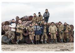 Arctic Volunteers on Vilkitsky Island. Photo from Yevgeny Rozhkovsky’s personal archive