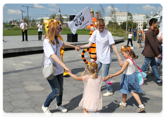 International Tiger Day guests in Zaryadye Park on 27 July