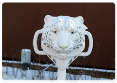 Visitors can use special oculars to look at the world around them through a snow leopard’s eyes
